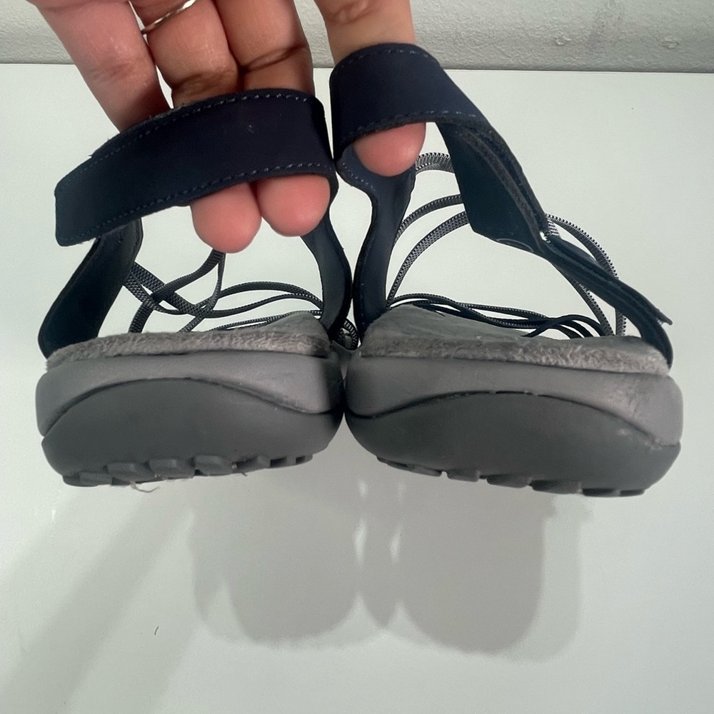Skechers Memory Foam Women 7 Blue Strappy Elastic Sandals Flats Boho Outdoor - Picture 3 of 5